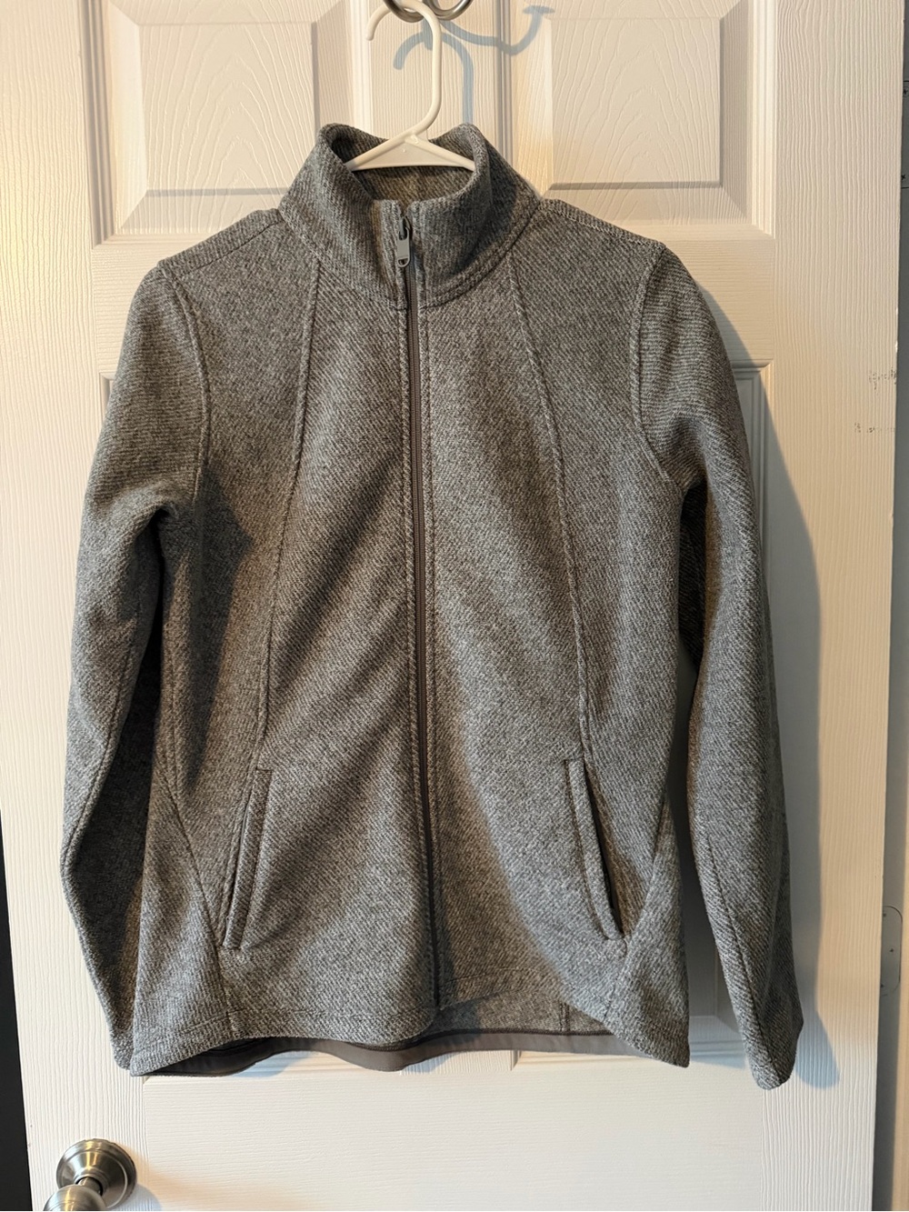Athleta Light Gray Full-Zip Fleece Jacket